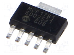 IC: voltage regulator; LDO,linear,fixed; 5V; 0.2A; SOT223-5; SMD