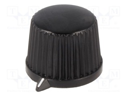 Knob; with pointer; thermoplastic; Shaft d: 4mm; Ø20x15.4mm; black