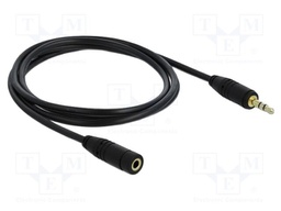 Cable; Jack 3.5mm 3pin socket,Jack 3.5mm 3pin plug; 1m; black
