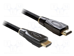 Cable; HDMI plug,both sides; textile; Len: 3m; black; 28AWG; metal