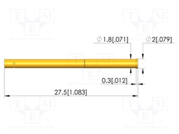 Test probe socket; gold-plated; KS-171; L: 27.5mm; test needles