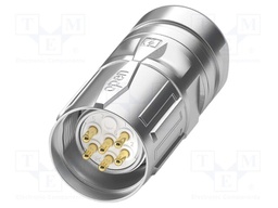 Connector: M23; plug; PIN: 6; crimped; straight; IP67; 20A; 48V