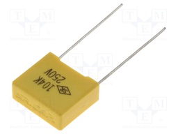 Capacitor: polyester; 220nF; 250VDC; Pitch: 10mm; ±10%; 13x6x12mm