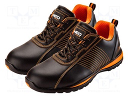 Shoes; Size: 43; black-orange; leather; slip; with metal toecap