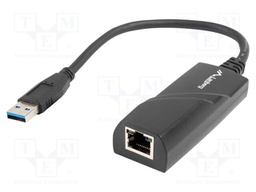 USB to Ethernet adapter; RJ45 socket,USB A plug; USB 3.0; black