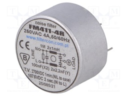 Filter: anti-interference; 250VAC; Cx: 100nF; Cy: 2.2nF; 0.5mH; THT
