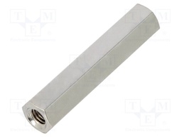 Screwed spacer sleeve; Int.thread: M5; 40mm; hexagonal; brass