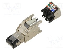 Modular Connector, RJ45 Plug, 1 x 1 (Port), 8P8C, Cat6a, IP20, Cable Mount