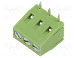 PCB terminal block; straight; 5mm; ways: 3; on PCBs; terminal