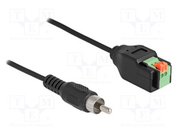 Cable; RCA plug,2-pin terminal connector; black; 0.15m; black