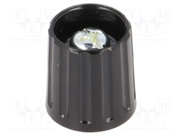 Knob; polyamide; Shaft d: 6mm; Ø15x16.3mm; black; Shaft: smooth