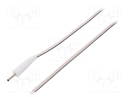 Cable; wires,DC 0,7/2,35 plug; straight; 0.5mm2; white; 1.5m