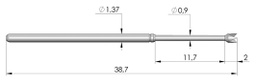 Test needle; Operational spring compression: 9.3mm; 5A; Ø: 1.5mm