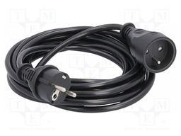 Extension lead; 3G1.5mm2; Sockets: 1; PVC; black; 5m; 16A