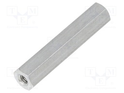 Screwed spacer sleeve; Int.thread: M3; 30mm; hexagonal; aluminium