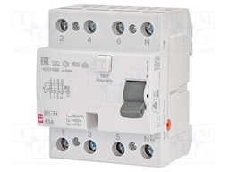RCD breaker; Inom: 63A; Ires: 30mA; Poles: 4; 400V,415V; IP20; EFI