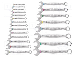 Wrenches set; combination spanner; steel; Pcs: 22