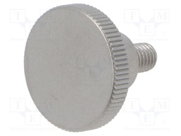 Knob; Ø: 20mm; Ext.thread: M5; 8mm; H: 11.5mm; stainless steel
