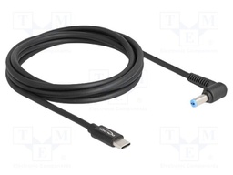 Cable; USB C plug,DC 5,5/1,7 plug; angled,straight; black; 1.5m
