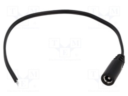 Cable; wires,DC 5,5/2,5 socket; straight; 0.5mm2; black; 0.2m
