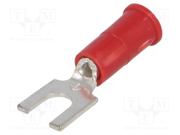Fork terminal; M3,5; Ø: 3.66mm; crimped; for cable; insulated; red