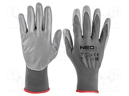 Protective gloves; Size: 7; grey; polyester,polyurethane