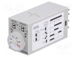 Timer; 0,05min÷10h; DPDT; 250VAC/7A; 24VDC; socket; -10÷50°C; PIN: 8