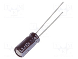 Capacitor: electrolytic; low impedance; THT; 3.3uF; 50VDC; Ø5x11mm