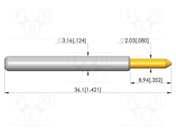 Test needle; Spring compression: 4.4mm; 6.35mm; 40A; CuBe; plug-in