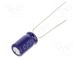 Electrolytic Capacitor, 47 µF, 50 V, M Series, ± 20%, Radial Leaded, 2000 hours @ 85°C