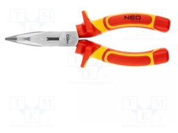 Pliers; insulated,straight,half-rounded nose,universal; 180mm