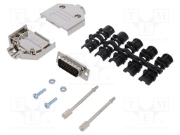 D-Sub HD; PIN: 26; plug; male; shielded; soldering; for cable; black