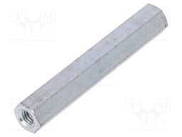 Screwed spacer sleeve; Int.thread: M4; 45mm; hexagonal; steel
