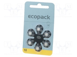 Battery: zinc air (ZnO2); 1.4V; AC10,R536,coin; Batt.no: 6; 85mAh