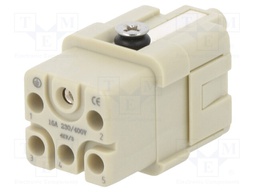 Connector: HDC; contact insert; female; DQ; PIN: 5; 5+PE; size D3A