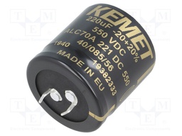 Capacitor: electrolytic; 220uF; 550VDC; ESR: 1958mΩ; SNAP-IN; ±20%