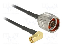 Cable; 300mm; N male,RP-SMA male; black; angled; Øcable: 2.7mm; 50Ω