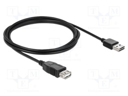 Cable; USB 2.0; USB A socket,USB A plug double sided; 2m; black