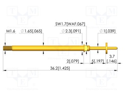 Test needle; Spring compression: 4mm; 5mm; 5A; CuBe; gold-plated