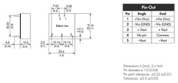 Converter: DC/DC; 10W; Uin: 9÷18V; 15VDC; Iout: 670mA; 1"x1"; 15g