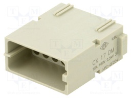 Heavy Duty Connector, MIXO Series, Insert, 17 Contacts, Plug, Crimp Pin - Contacts Not Supplied