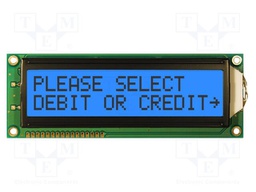 Display: LCD; 16x2; grey; 122x44mm; LED; Interface: 8bit,parallel