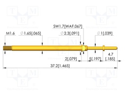 Test needle; Spring compression: 4mm; 5mm; 8A; CuBe; gold-plated