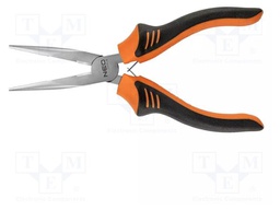 Pliers; straight,half-rounded nose,universal,elongated; 180mm