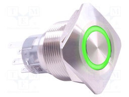 Switch: vandal resistant; SPDT; 2A/24VDC; IP65; ON-(ON); green; 24V