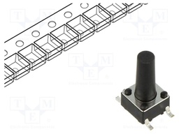 Microswitch TACT; SPST; Pos: 2; 0.05A/12VDC; SMT; 2.45N; 6x6x3.5mm