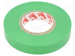 Tape: electrical insulating; W: 12mm; L: 25m; Thk: 0.13mm; green