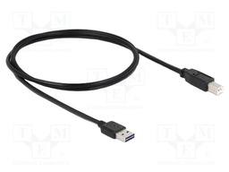 Cable; USB 2.0; USB A plug double sided,USB B plug; 1m; black