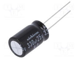 Capacitor: electrolytic; bipolar; THT; 330uF; 25VDC; Ø12.5x20mm