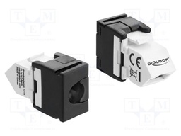 RJ45 module; Keystone,angled; RJ45 socket; white,black; Cat 6